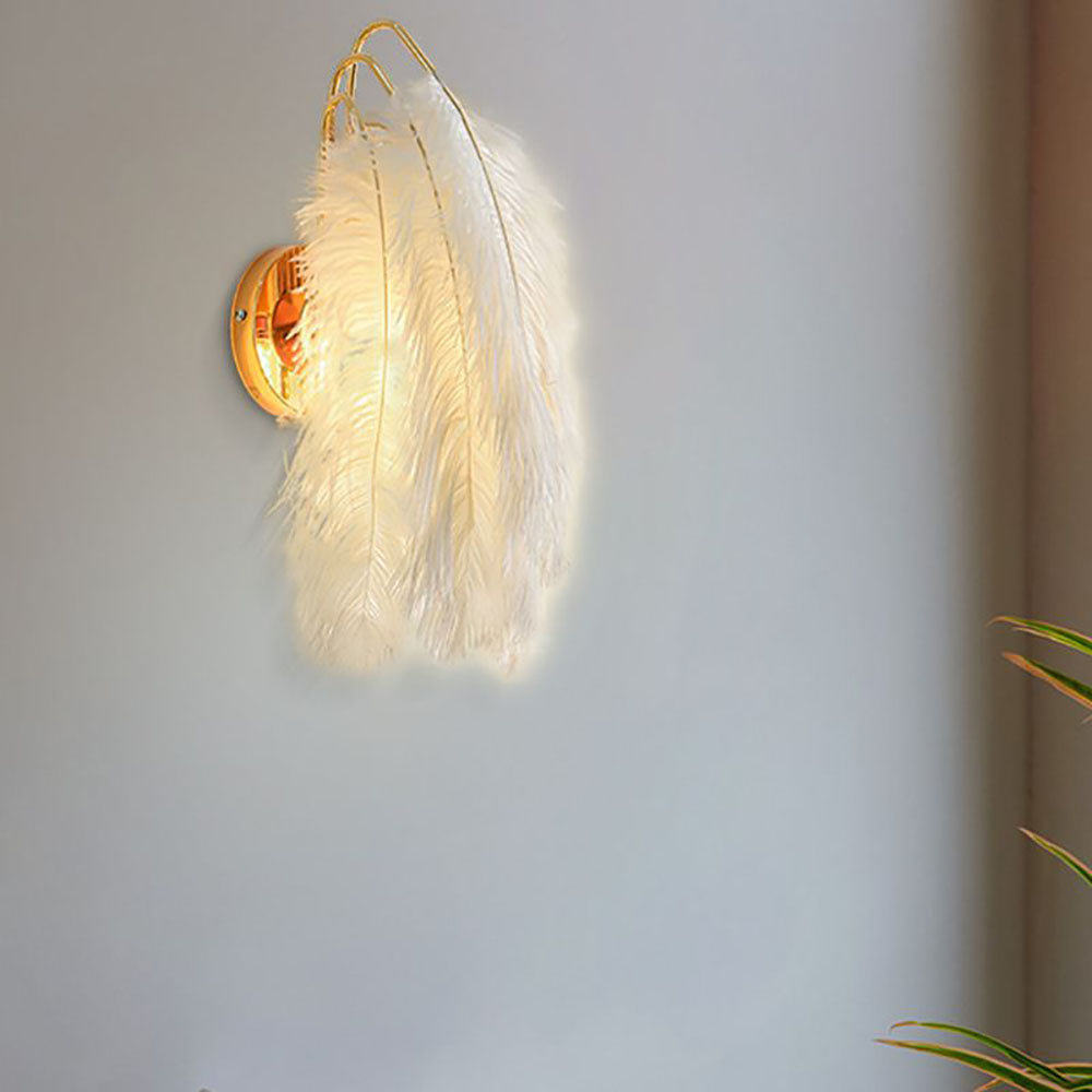 O'Moore Wall Lamp Modern Art Deco Metal/Feather, Gold, Bedroom