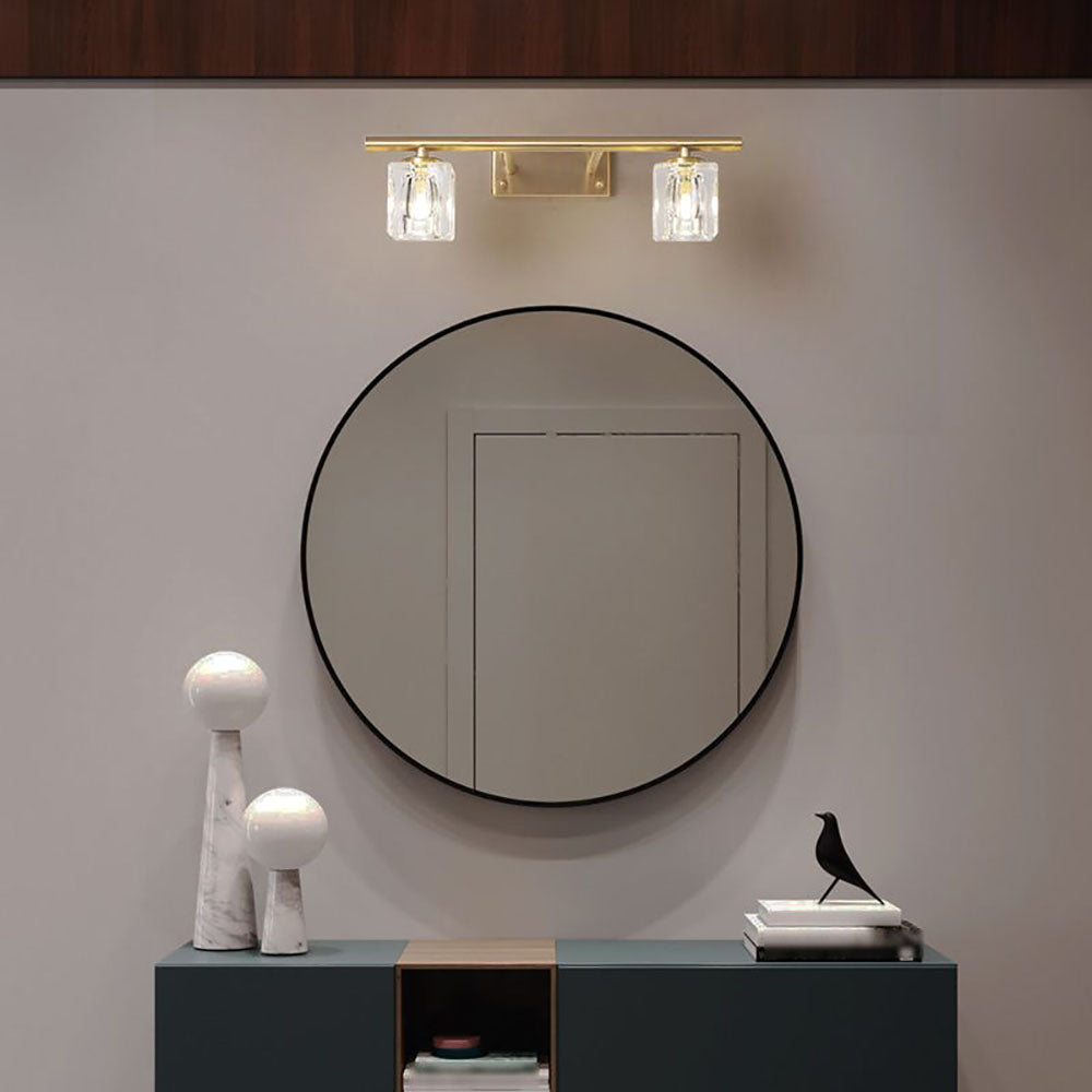 Kristy Wall Lamp Modern Mirror Front Vanity, Metal/Crystal, Gold, Bathroom