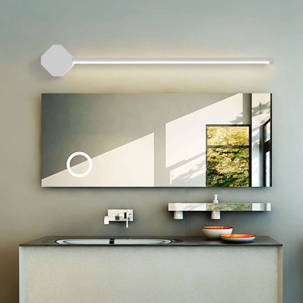 Edge Minimalist Square Linear Metal/Acrylic Wall Lamp, Black/White