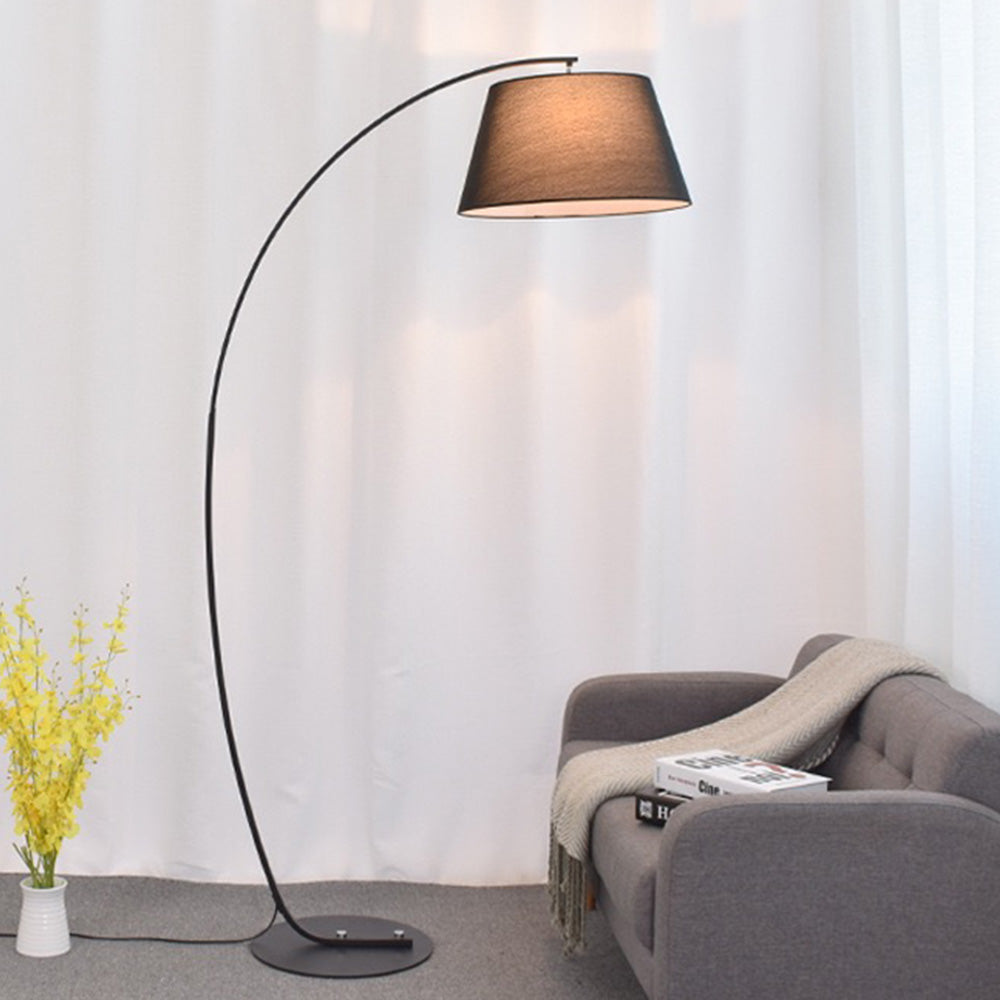 Salgado Modern Arc Fabric/Metal Floor Lamp, Bedroom/Living Room