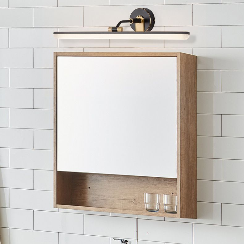Leigh Industrial Linear Vanity Wall Lamp, Black/Brass, Bathroom