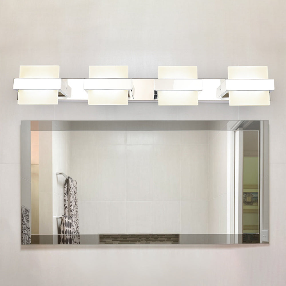 Leigh Modern Square Metal/Acrylic Wall Lamp, Silver, Bathroom