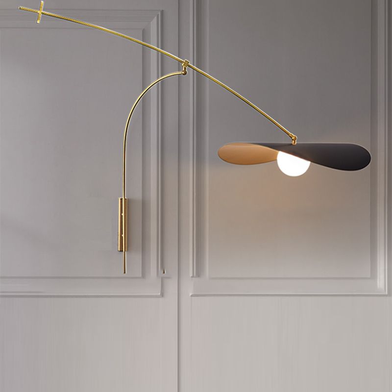 Carins Arc Wall Lamp, Metal/Glass, Black/Gold, Bedroom