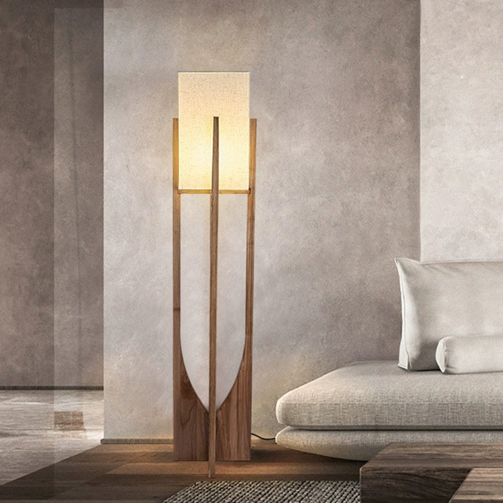 Ozawa Natural Rectangular Wood/Fabric Floor Lamp