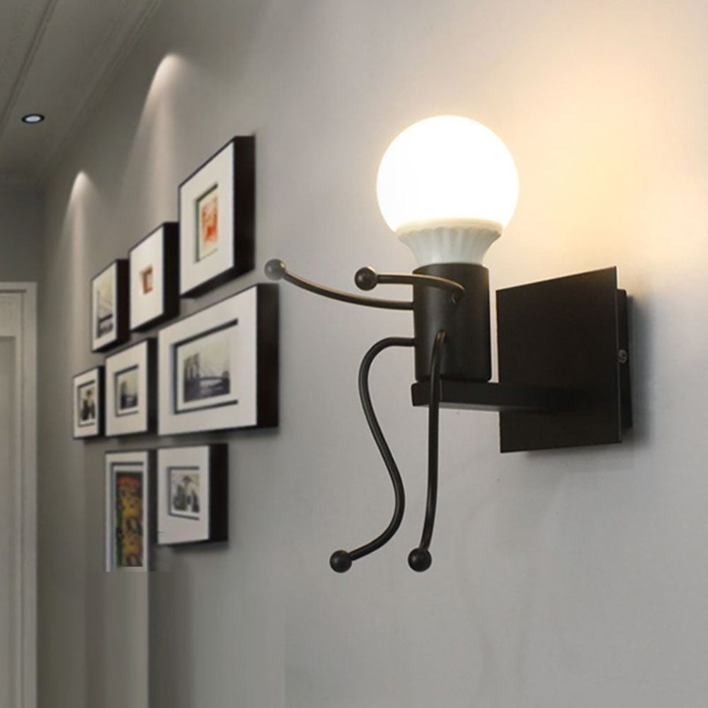 Luxo Modern Decorative Man Metal Wall Lamp, White/Black