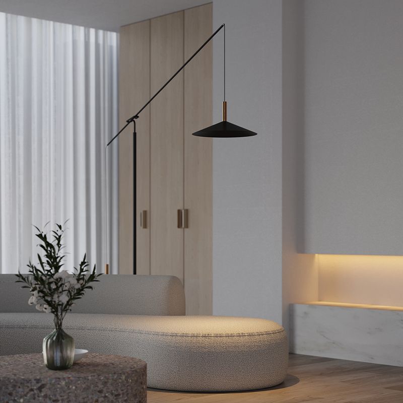 Carins Floor Lamp Italian Unique Modern, Metal Adjustable, Black, Living Room