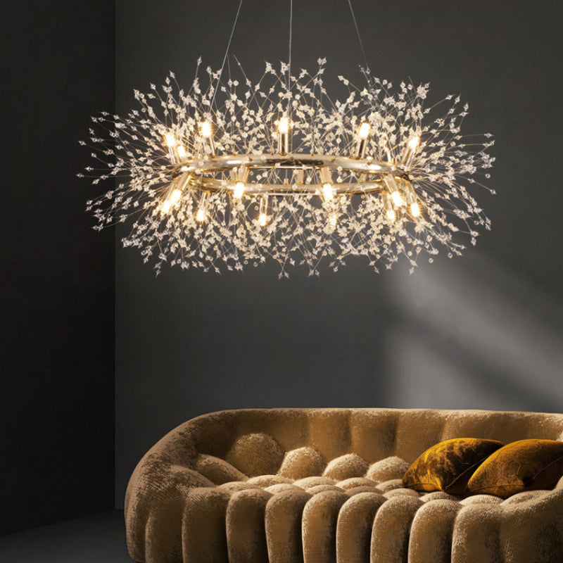 Lily Modern Dandelion LED Pendant Light Metal Crystal Bedroom Living Room