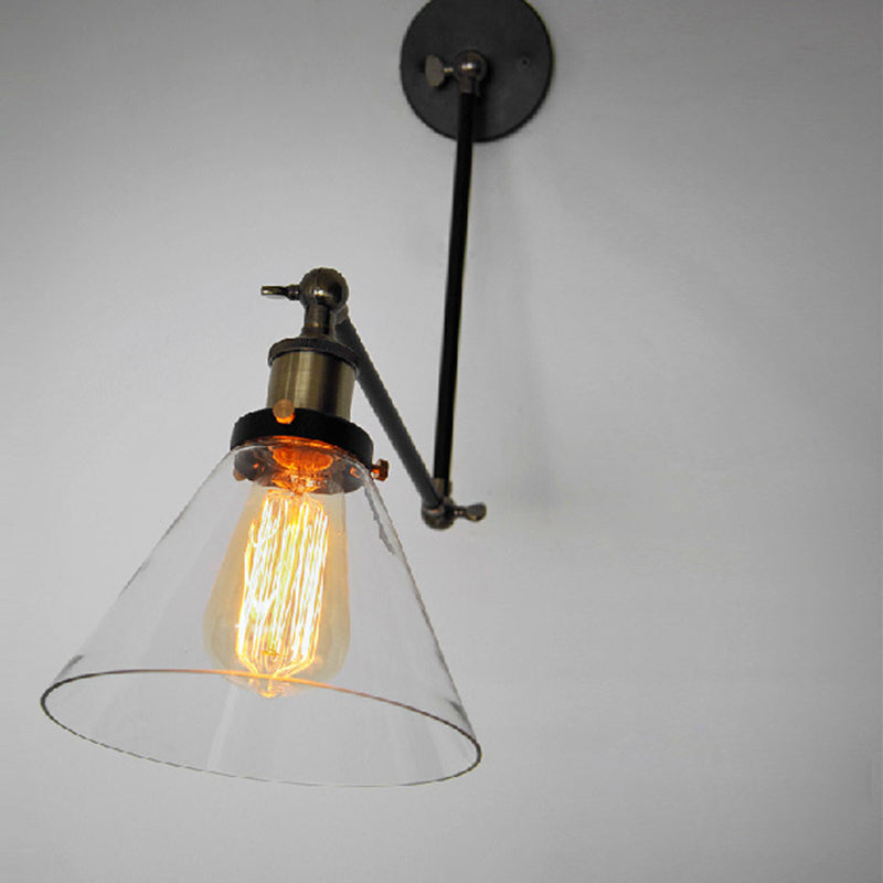 Brady Industial Metal/Glass Adjustable Wall Lamp, Black/Gold