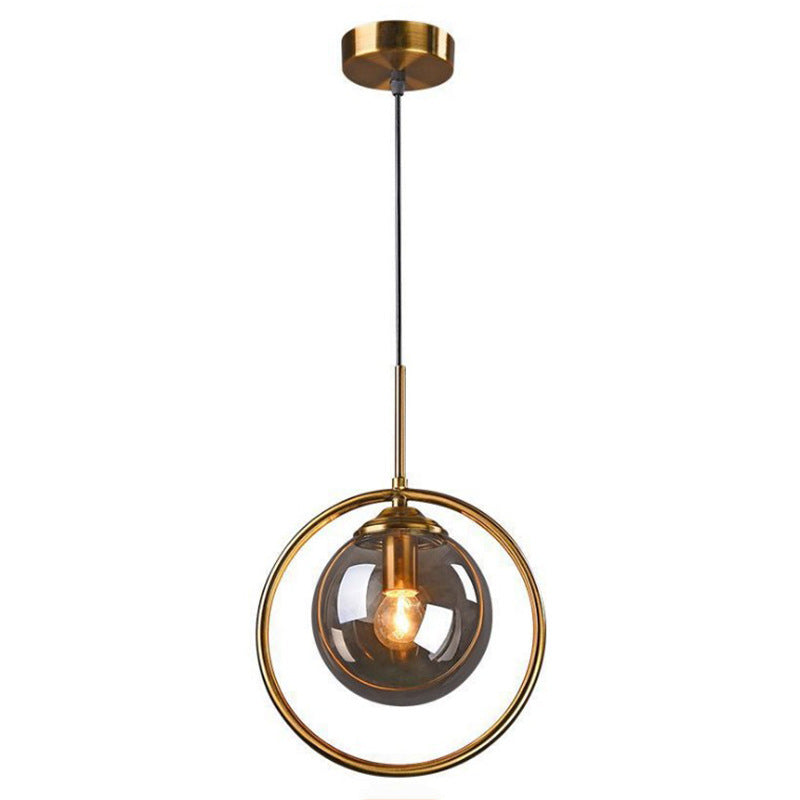 Hailie Luxury Global Glass Pendant Light with a Metal Ring
