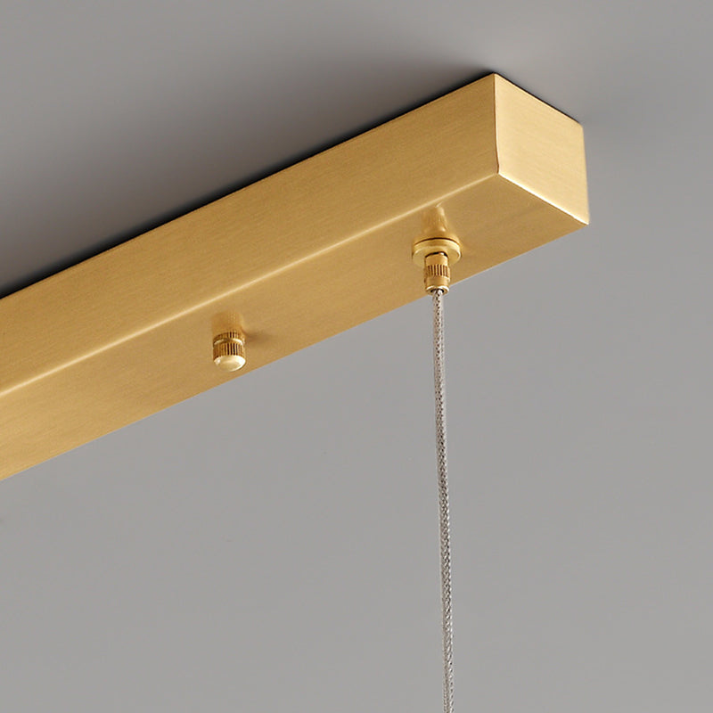 Evette Modern Nordic Linear Copper/Glass Pendant Light, Brass/Black