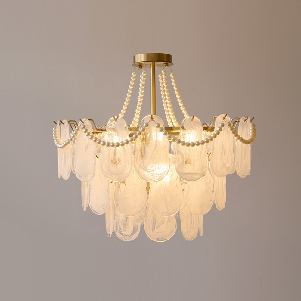 Kirsten Elegant Pearl Glass Metal Chandelier