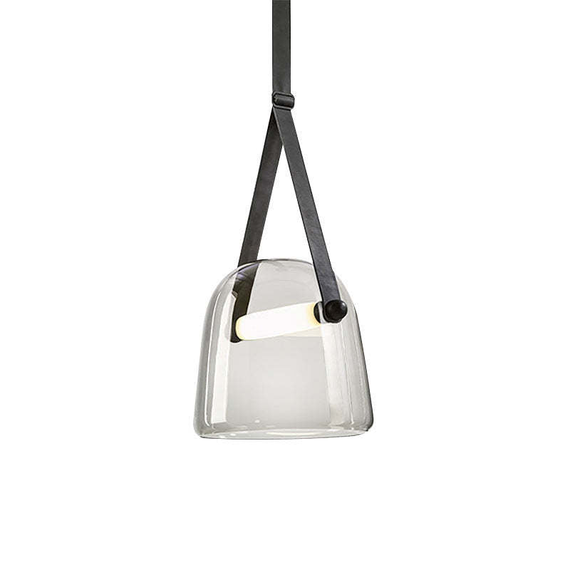 Hailie Modern Nordic Leather/Glass Pendant Light Gray/White Bedroom