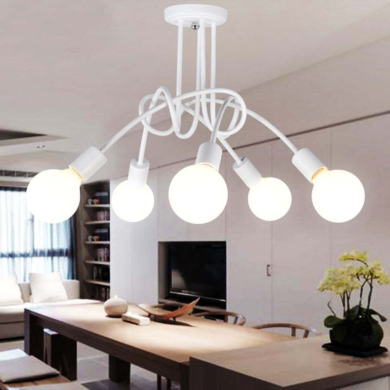 Valentina Modern Linear Curve Metal Ceiling Light, Dining Room/Living Room
