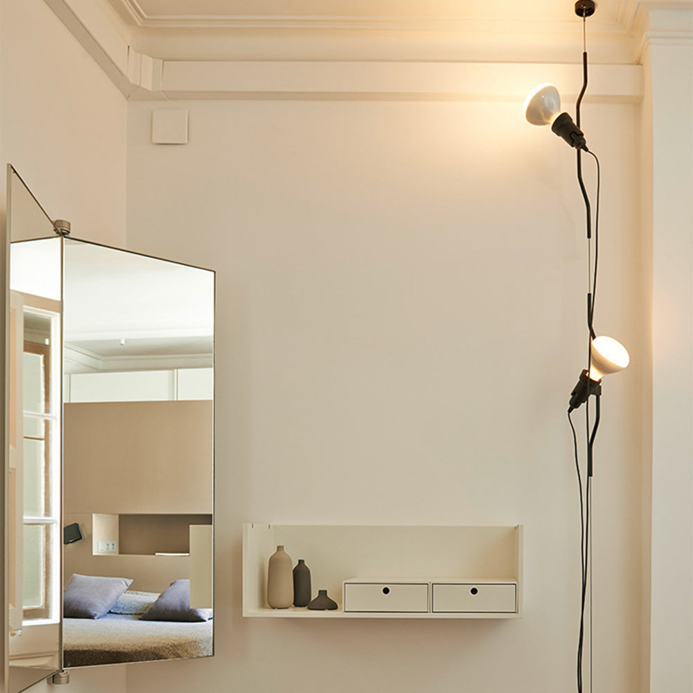 Luxo Floor Lamp Linear Minimalist, Metal, Black/White/Red, Bedroom