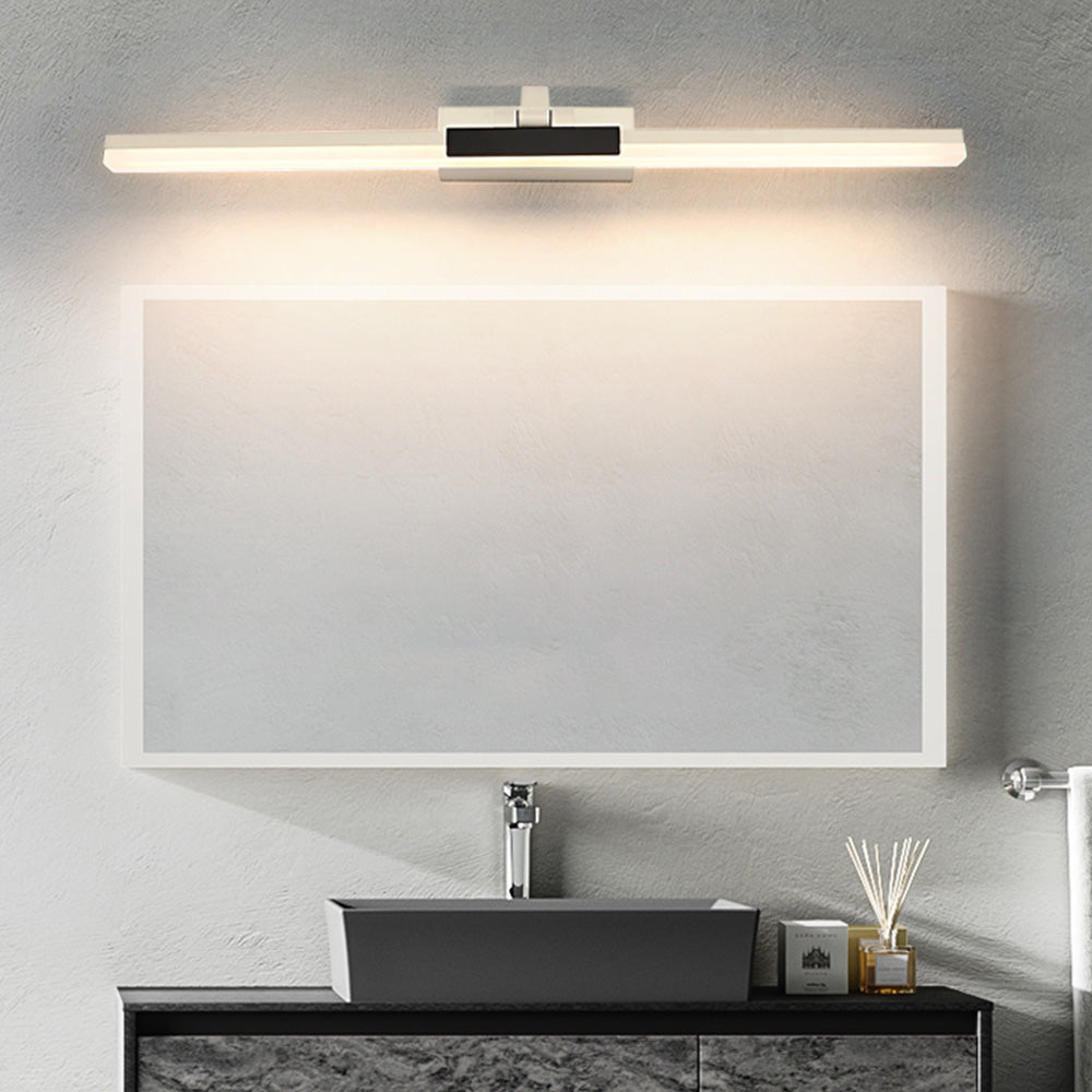 Edge Modern Linear Mirror Front Metal Vanity Wall Lamp, Black/White