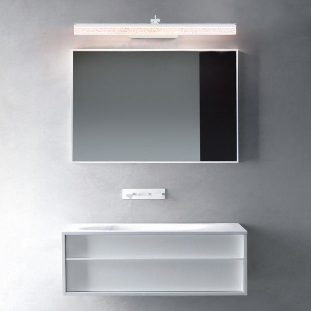 Edge Minimalist Linear Metal/Acrylic Mirror Front Vanity Wall Lamp, Black/White/Silver