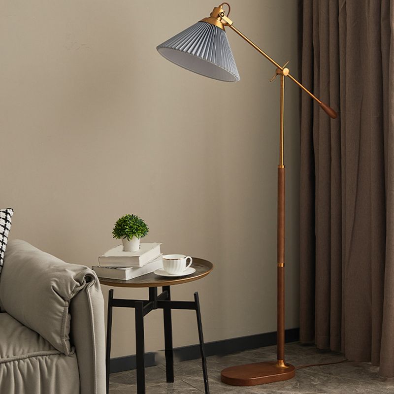 Ozawa Floor Lamp Pleated Retro, Metal/Wood, Living Room