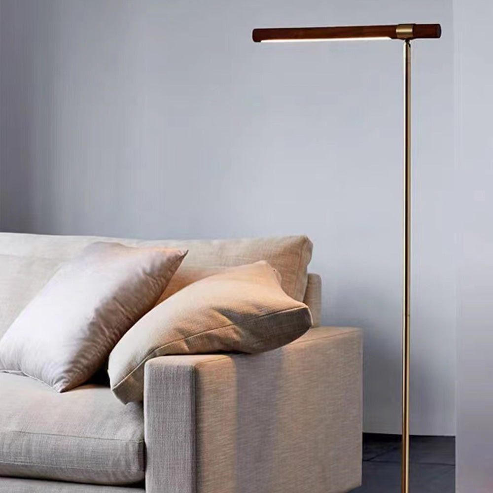 Edge Floor Lamp Linear Minimalist Metal Wood Living Room