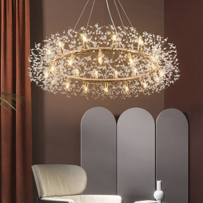 Lily Modern Dandelion LED Pendant Light Metal Crystal Bedroom Living Room