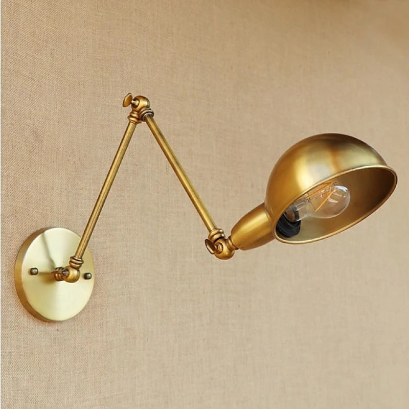 Brady Vintage Semi-sphere Metal Swing Arm Foldable Wall Lamp, Bronze