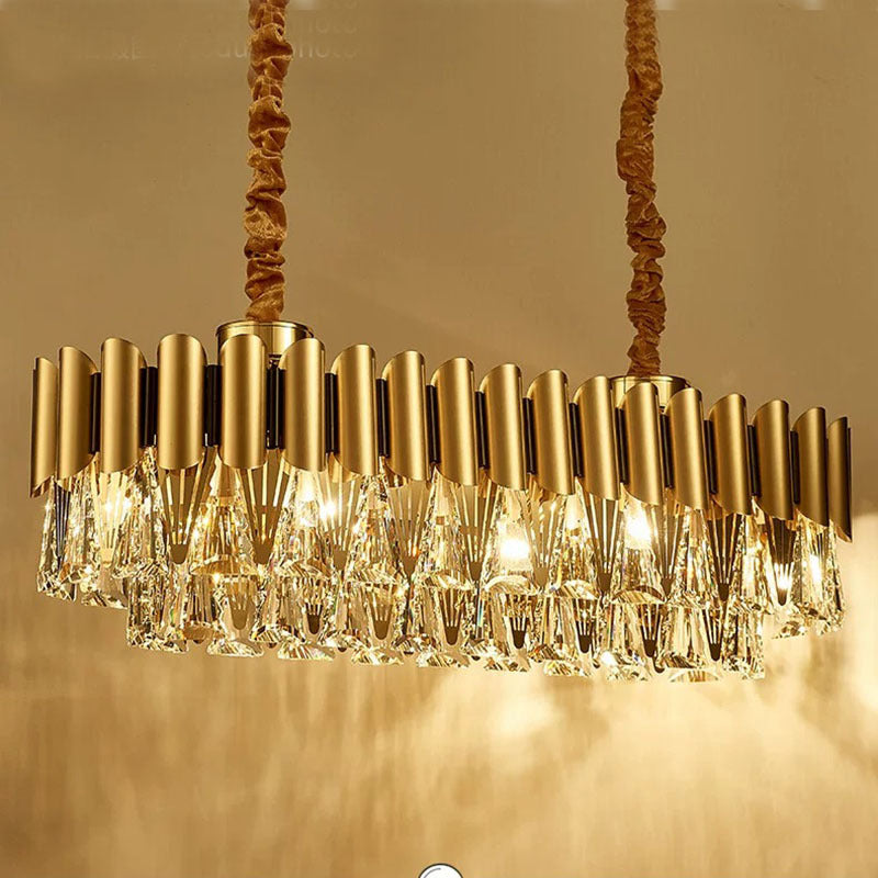 Marilyn Rectangular Luxury Metal Crystal Chandelier Small