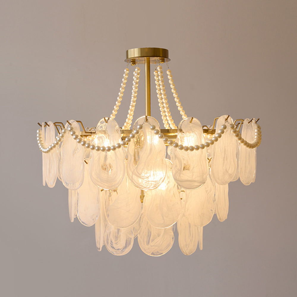 Kirsten Elegant Pearl Glass Metal Chandelier