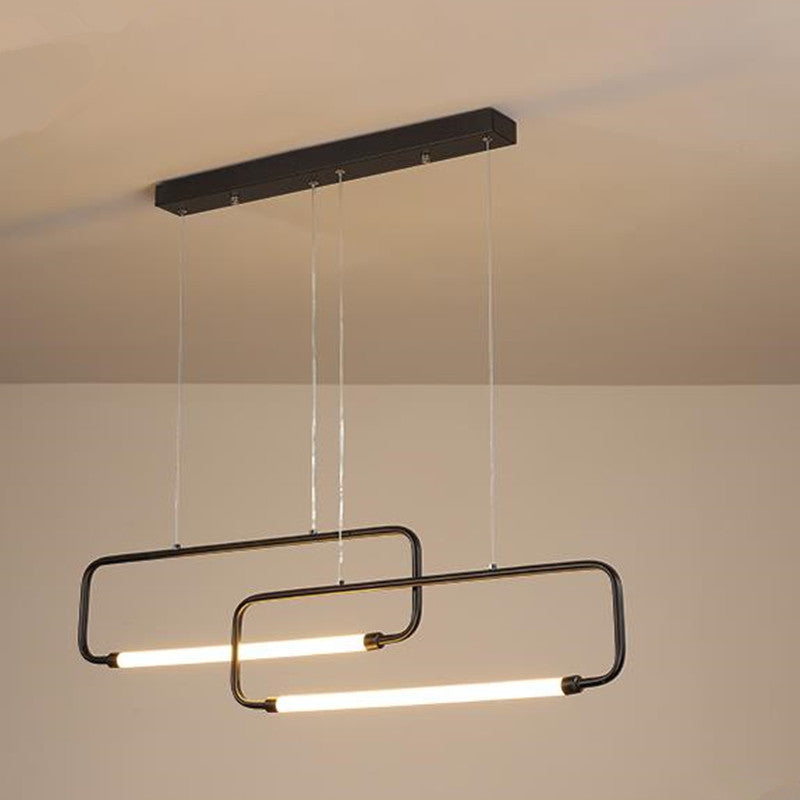 Bouvet Modern Minimalist Double-Rectangular Metal Acrylic Pendant Light