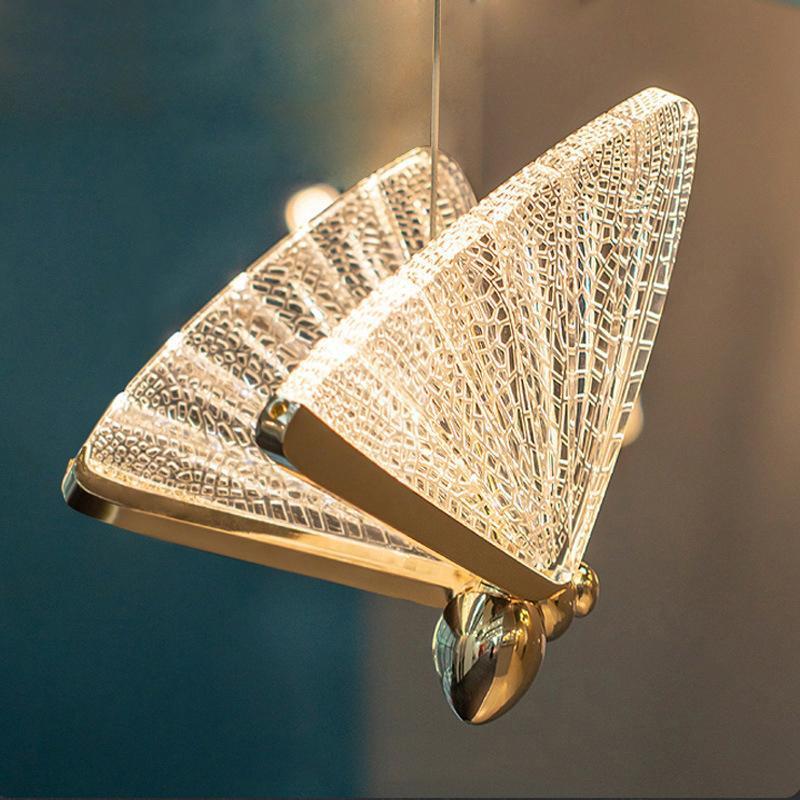 Kady Art Deco Butterfly Pendant Light, Crystal & Metal, 2 Color