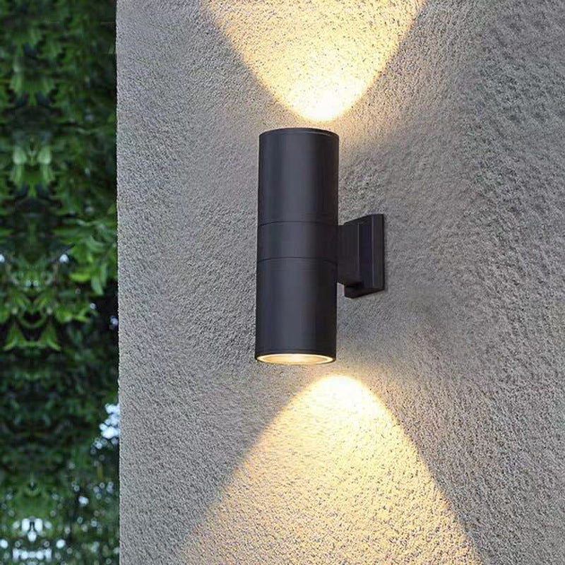 Orr Minimalist Metal Double-headed Outdoor Wall Lamp, Black