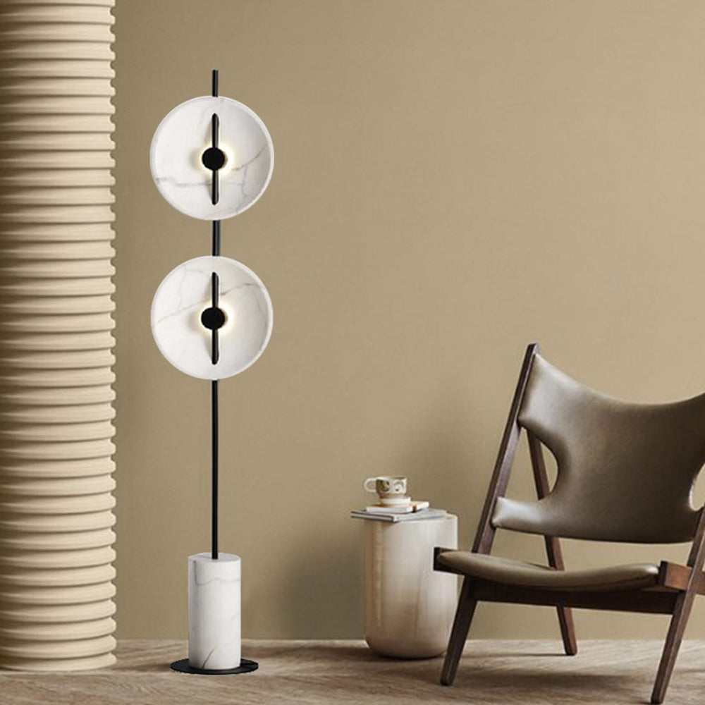 Salgado Modern Nordic Round Marble/Metal  Floor Lamp, White