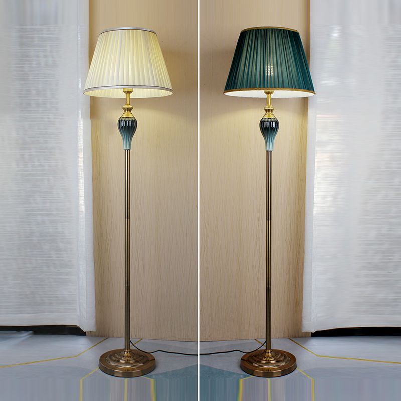Eryn Antique Floor Lamp, Multi Colors, Metal/Fabric, Bedroom