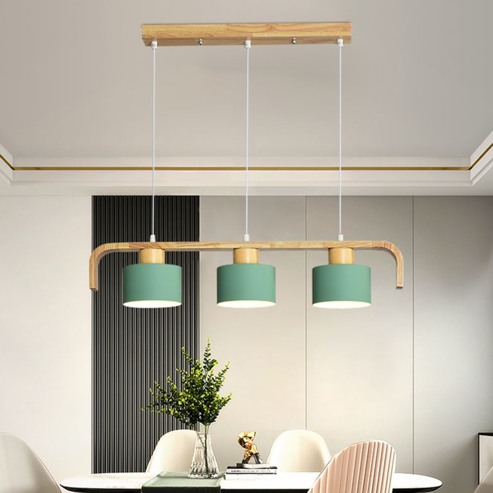 Morandi Pendant Light Cylinder Nordic, Bamboo, White/Green/Gray, Bedroom