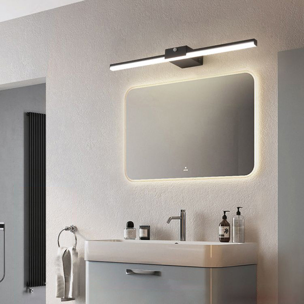 Edge Minimalist Linear Metal Wall Lamp, Black/White, Bathroom