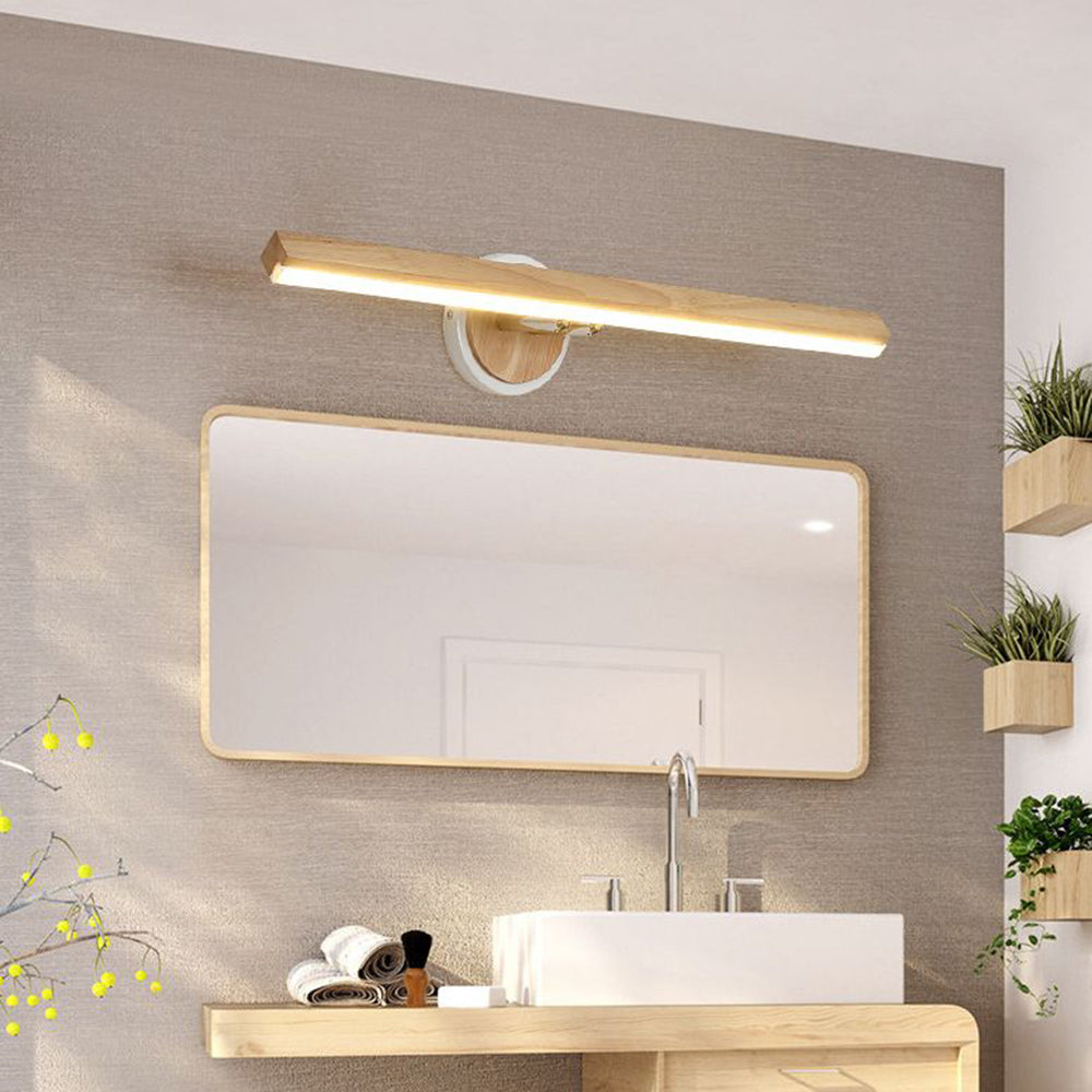 Ozawa Modern Linear Wooden Mirror Front Vanity Wall Lamp