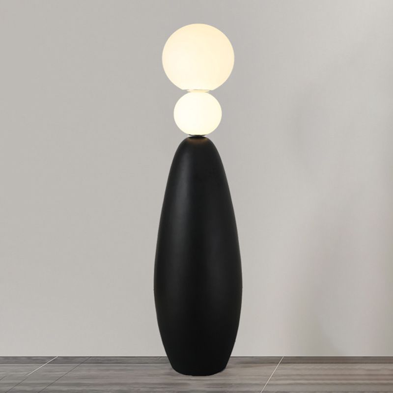 Valentina Modern Ball-shaped Resin Glass Floor Lamp,Black /White