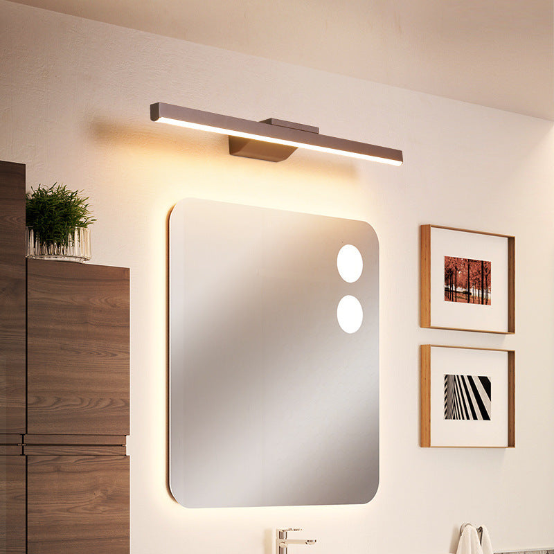 Leigh Modern Linear Metal Wall Lamp Mirror Front, Coffee