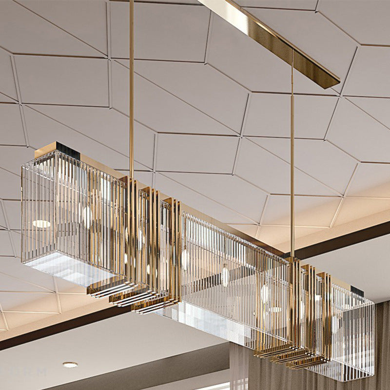 Kajetan Metal Chandelier Pendant Light, Luxury Rectangular Gold Living Room