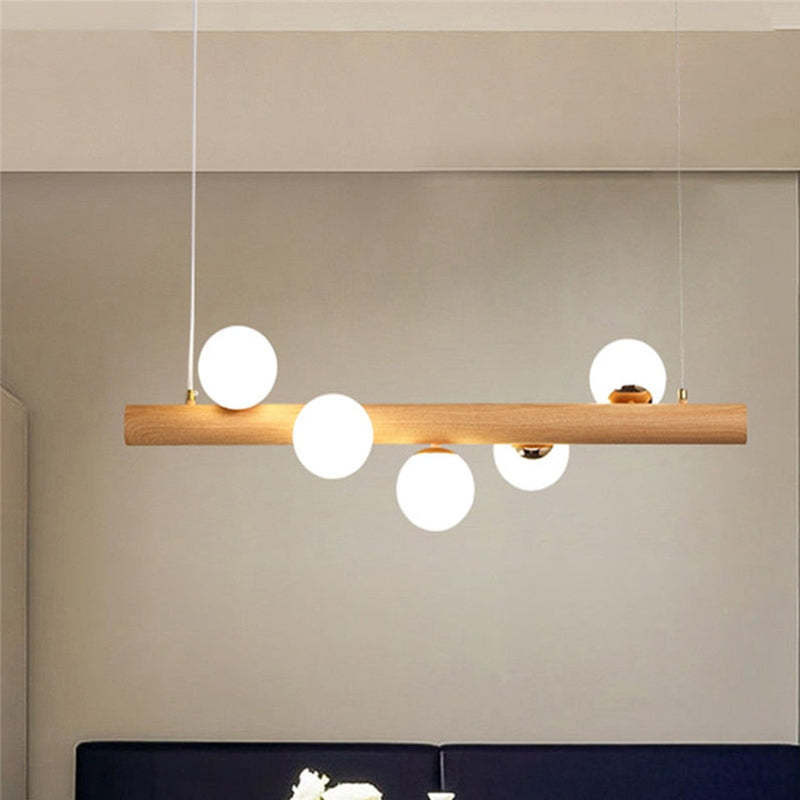 Valentina Glass Bubble Pendant Light Wood/Walnut