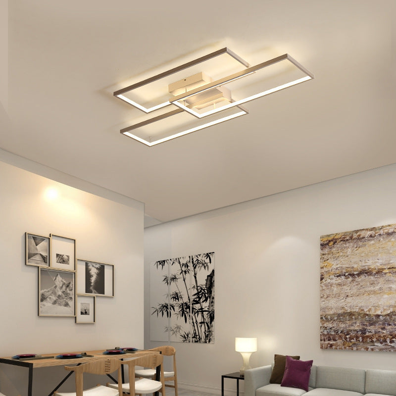 Bouvet Design Rectangular Metal Ceiling Light, Black/White/Gold