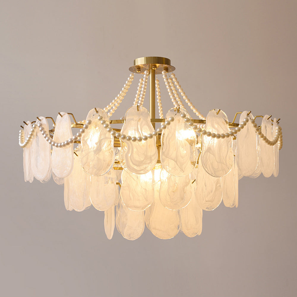 Kirsten Elegant Pearl Glass Metal Chandelier