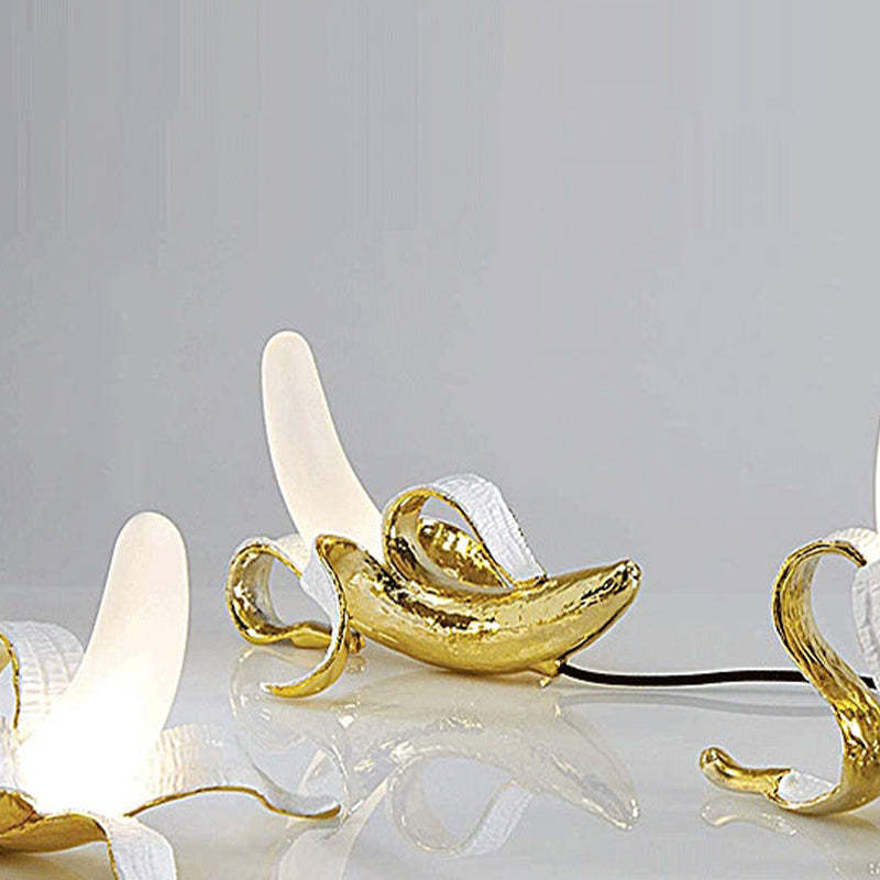 Celesta Creative Banana Resin/Glass Table Lamp, Yellow/Gold