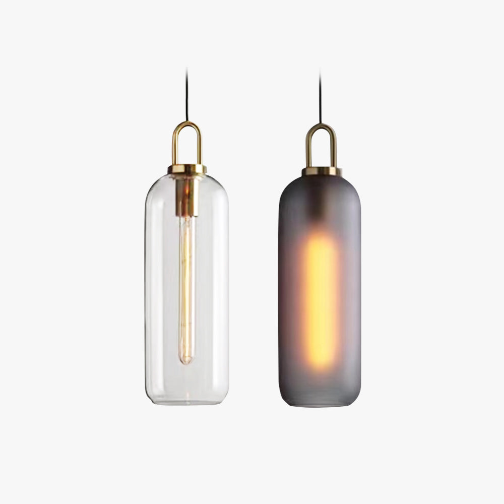 Hailie Clear& Glass Cylinder Pendant Light, 2 Color