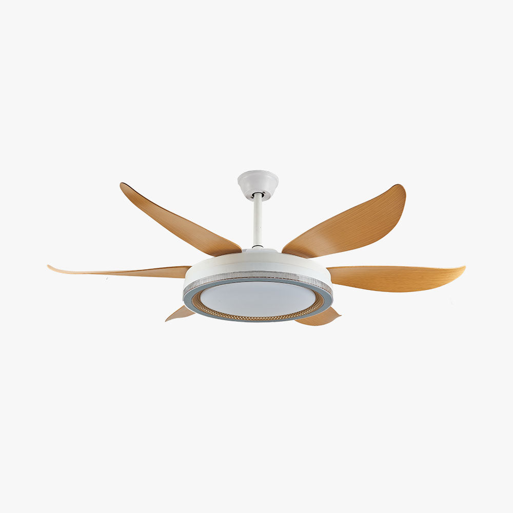 Haydn 6-Blade DC Ceiling Fan with Light, White & Wood