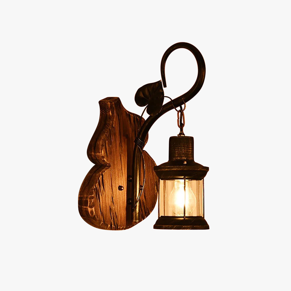 Austin Cucurbits Lantern Wall Lamp, Wood & Metal