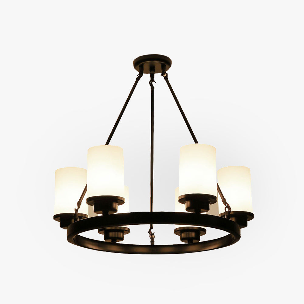 Alessio Retro Black Metal/Glass Chandelier for Living Room
