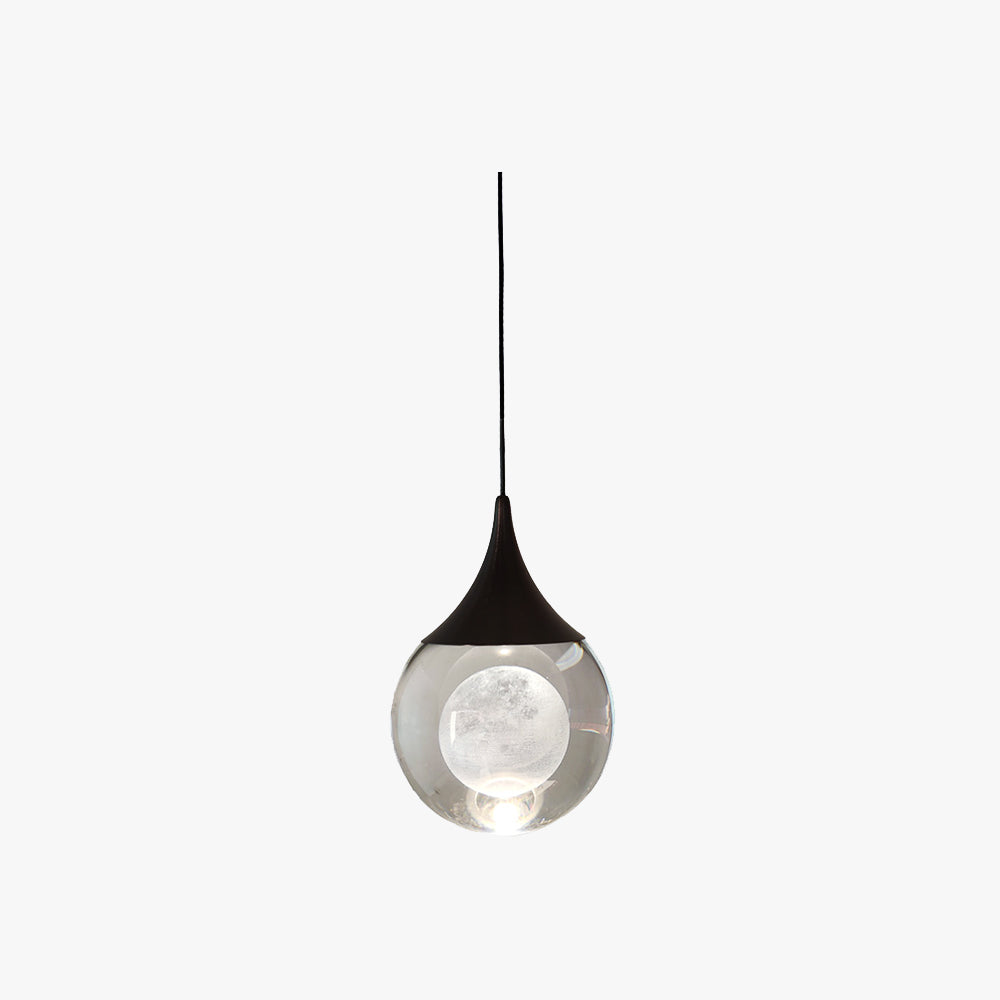 Elif Minimalist Moon Metal Pendant Light,Black