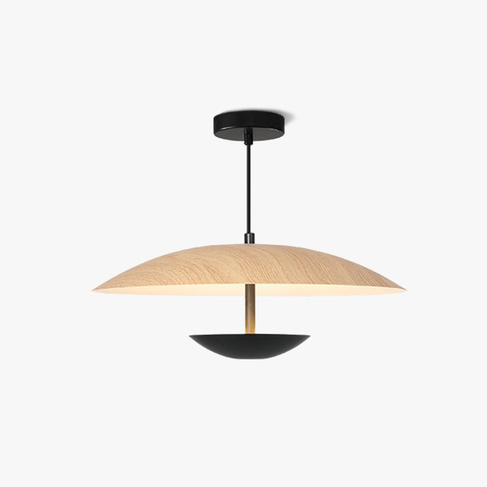 Carins Nordic LED Frisbee Pendant Light, Wood&Brown