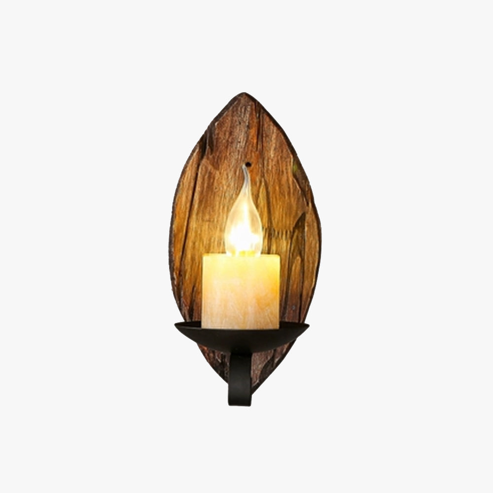 Austin Leaf Candle Wall Lamp, Wood & Metal