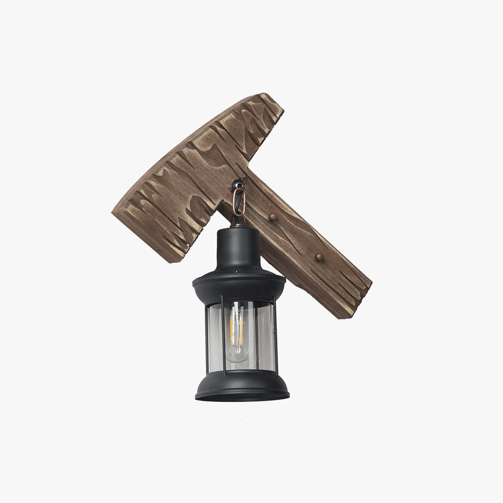Austin Hammer Lantern Wall Lamp, Wood & Metal