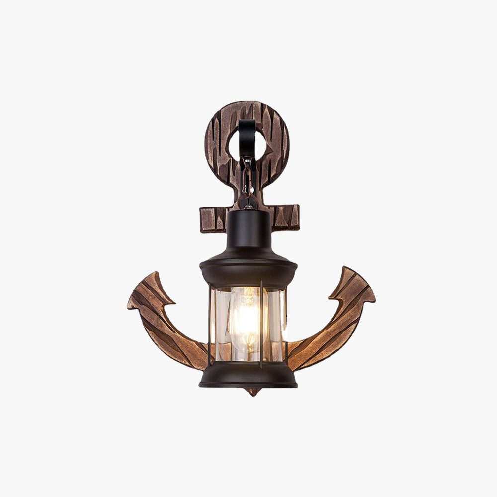 Alessio Wall Lamp Vintage Anchor Black Wooden, Living Room